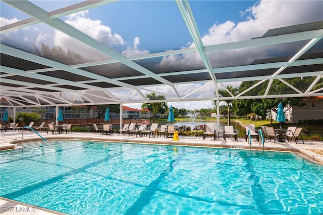 pool featuring a patio area