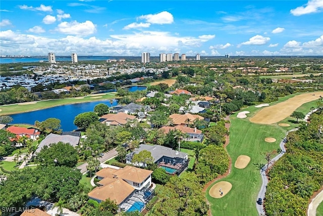 25011 Goldcrest Dr, Bonita Springs, FL 34134 - aerial view with golf course view, a residential view, and a water view