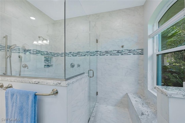 25011 Goldcrest Dr, Bonita Springs, FL 34134 - full bathroom with marble finish floor and a stall shower