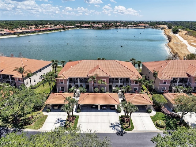 28436 Altessa Way Unit 102, Bonita Springs, FL 34135 - birds eye view of property featuring a water view and a residential view