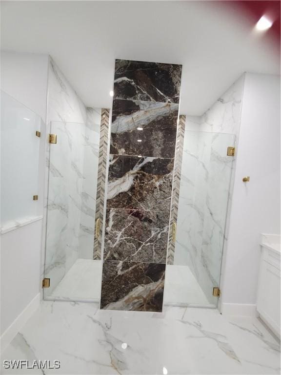 2012 Venice Ave N, Lehigh Acres, FL 33971 - bathroom featuring a marble finish shower and marble finish floor