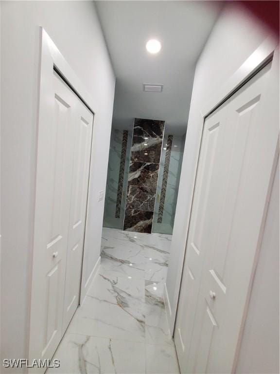 2012 Venice Ave N, Lehigh Acres, FL 33971 - hall with recessed lighting and marble finish floor