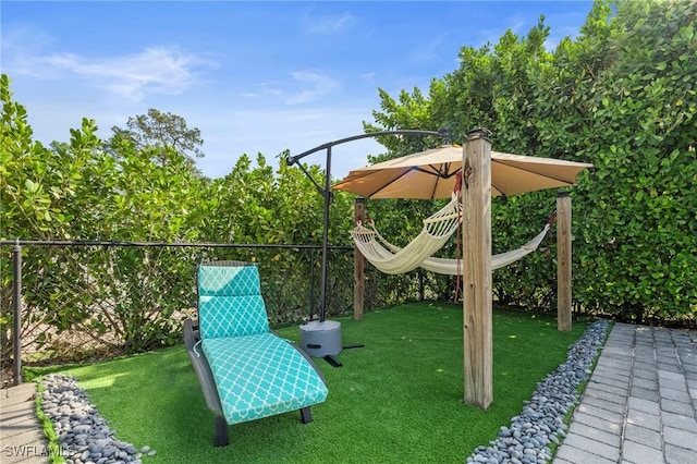 view of jungle gym with a yard