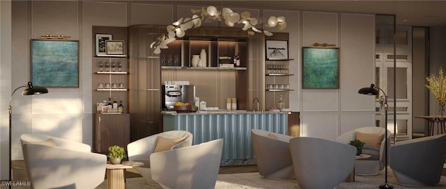interior space with a decorative wall