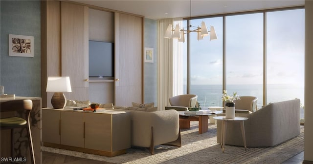 common area with a water view