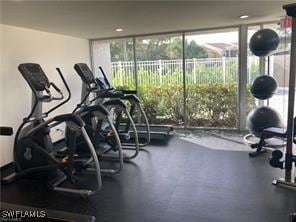 142 Santa Clara Dr Unit 7, Naples, FL 34104 - gym with expansive windows and a wealth of natural light