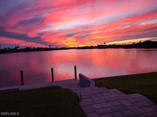 view of dock featuring a water view