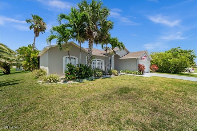 2017 Cape Coral Pkwy W, Cape Coral, FL 33914 - single story home with a garage, driveway, a front yard, and stucco siding