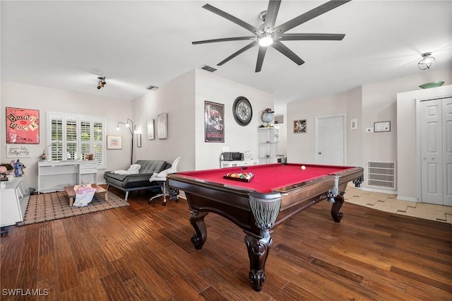 2017 Cape Coral Pkwy W, Cape Coral, FL 33914 - game room featuring a ceiling fan, wood finished floors, and pool table