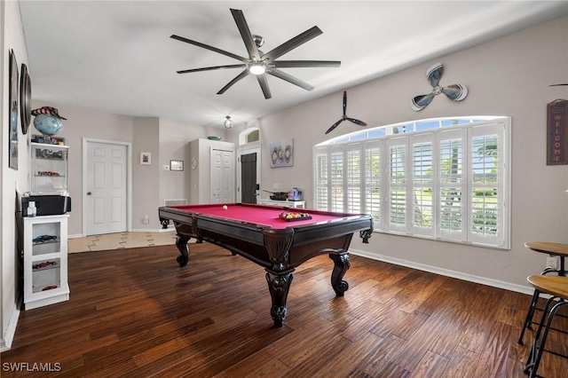 2017 Cape Coral Pkwy W, Cape Coral, FL 33914 - playroom featuring pool table, a ceiling fan, wood finished floors, and baseboards