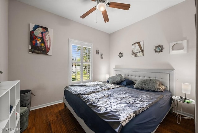 2017 Cape Coral Pkwy W, Cape Coral, FL 33914 - bedroom with baseboards, wood finished floors, and a ceiling fan
