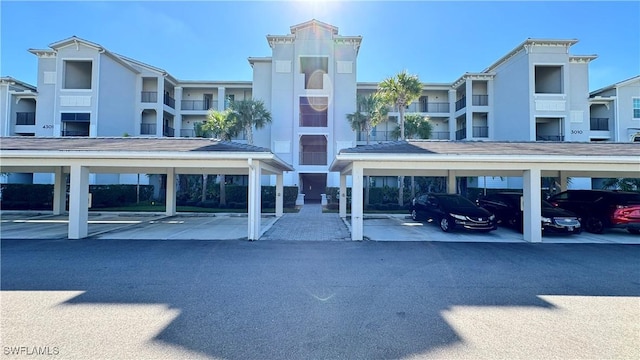 view of covered parking lot