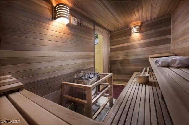 view of sauna