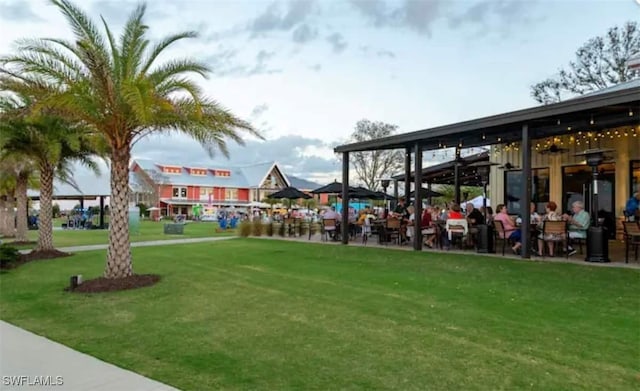 view of property's community with a yard