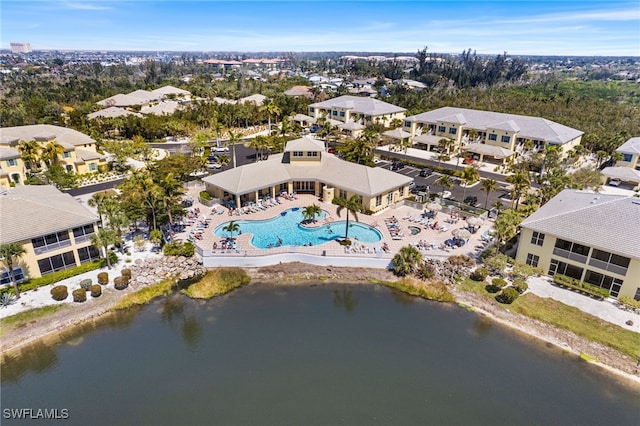 14524 Abaco Lakes Dr Unit 203, Fort Myers, FL 33908 - drone / aerial view featuring a water view and a residential view