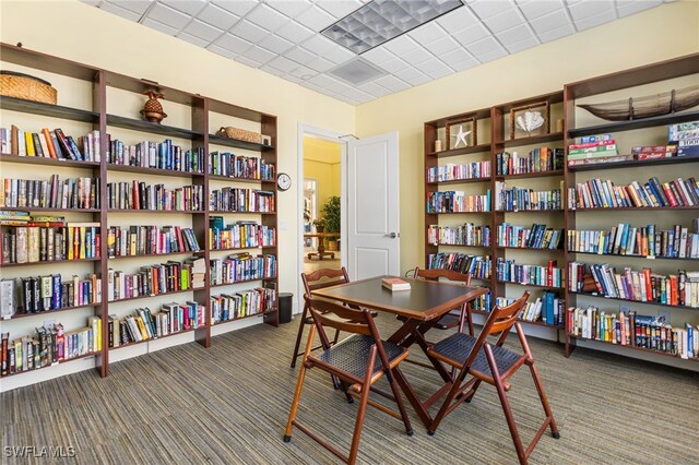 14524 Abaco Lakes Dr Unit 203, Fort Myers, FL 33908 - sitting room with carpet flooring and wall of books