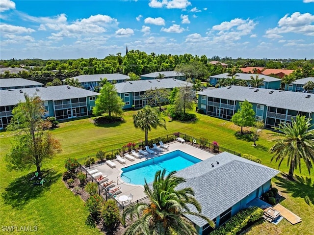 aerial view with a residential view