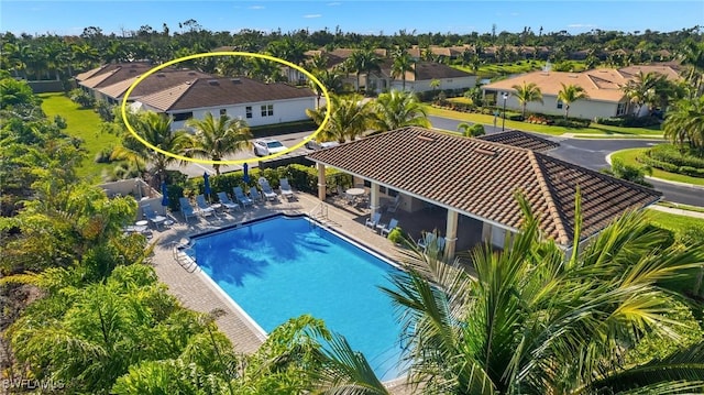 15030 Cortona Way, Fort Myers, FL 33908 - community pool with a residential view and a patio