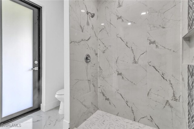 1025 Gladys St, Lehigh Acres, FL 33974 - full bath featuring marble finish floor, a marble finish shower, and toilet