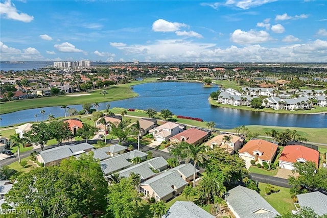 14871 Crescent Cove Dr, Fort Myers, FL 33908 - drone / aerial view featuring a residential view, a water view, and golf course view