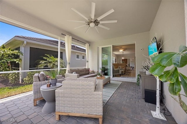20005 Parrot Key Ct, Estero, FL 33928 - view of patio featuring ceiling fan and an outdoor hangout area
