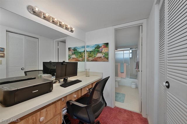 office area featuring carpet flooring