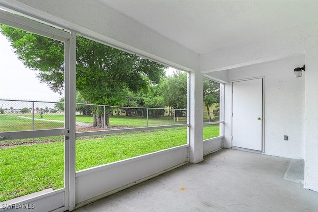 view of unfurnished sunroom