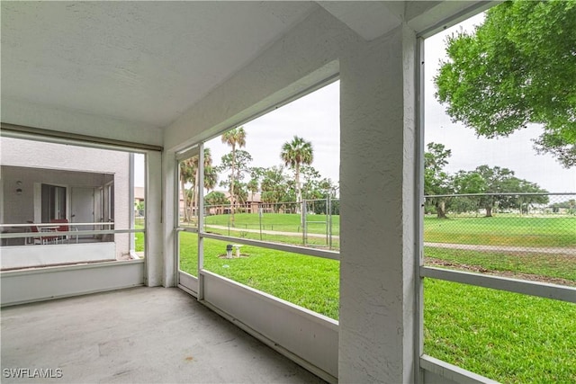 view of unfurnished sunroom