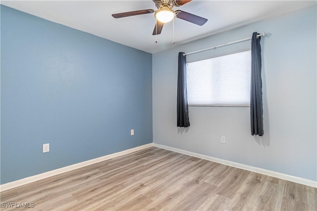 2241 E 5th St Unit 103, Lehigh Acres, FL 33936 - spare room with light wood-style flooring, baseboards, and a ceiling fan