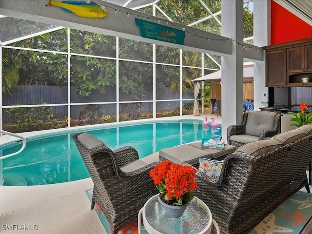 363 Pindo Palm Dr, Naples, FL 34104 - view of pool with an outdoor hangout area, a patio area, and a lanai