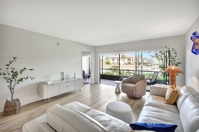 living area featuring wood finished floors