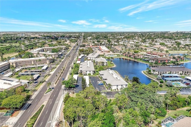 bird's eye view of a highway and a large body of water