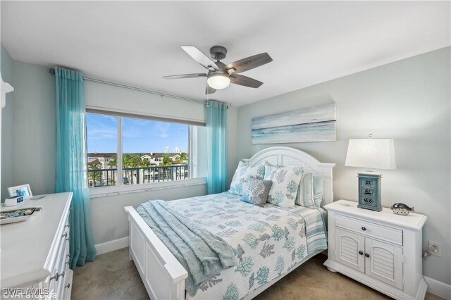 26000 Hickory Blvd Unit 604, Bonita Springs, FL 34134 - bedroom with ceiling fan, baseboards, and light tile patterned floors