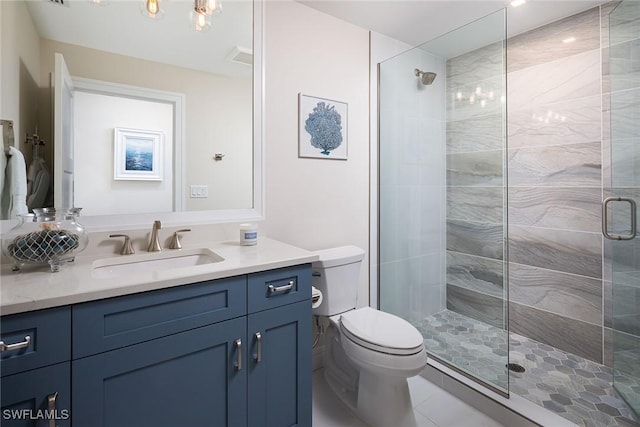 4830 W Blvd, Naples, FL 34103 - bathroom featuring vanity, a stall shower, and tile patterned floors