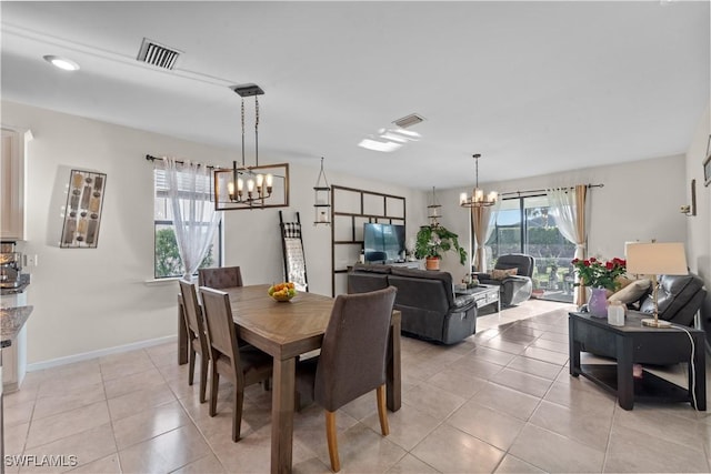 17152 Ashford Ter, Fort Myers, FL 33967 - dining area featuring a chandelier, light tile patterned flooring, baseboards, and recessed lighting