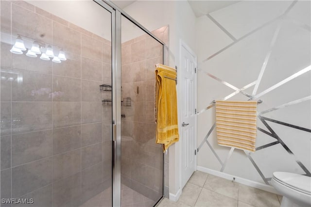 17152 Ashford Ter, Fort Myers, FL 33967 - full bath with a stall shower, tile patterned flooring, toilet, and baseboards
