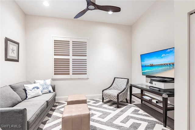 831 Sailaway Ln Unit 203, Naples, FL 34108 - living room with ceiling fan, recessed lighting, and baseboards