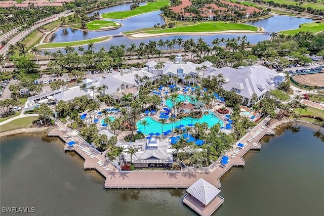 8442 Mallards Way, Naples, FL 34114 - aerial view featuring a water view and view of golf course