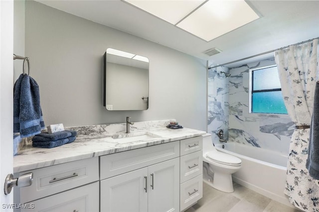 15177 Parkside Dr Unit 104, Fort Myers, FL 33908 - full bathroom featuring visible vents, shower / tub combo, toilet, and vanity