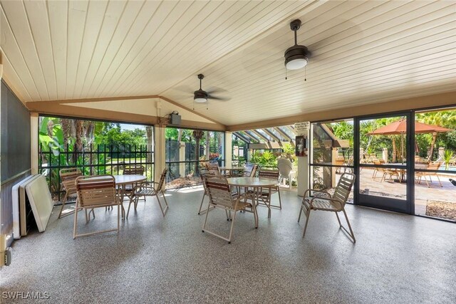 15177 Parkside Dr Unit 104, Fort Myers, FL 33908 - sunroom with outdoor dining space and a ceiling fan