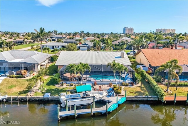 937 SW 54th Ln, Cape Coral, FL 33914 - birds eye view of property featuring a water view and a residential view