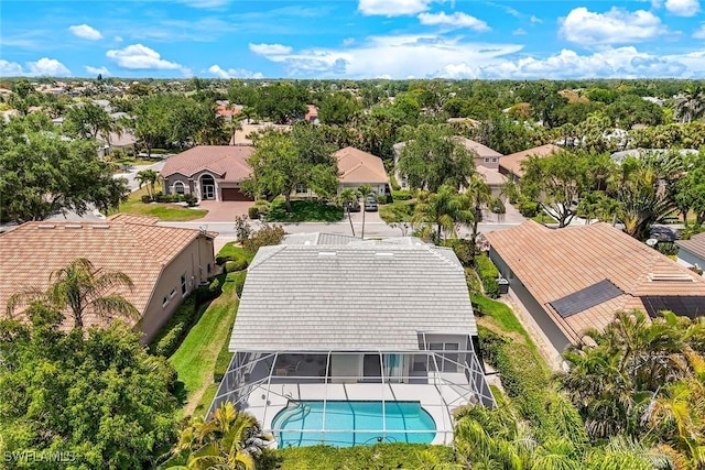drone / aerial view with a residential view