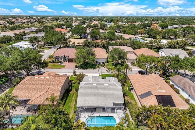 drone / aerial view with a residential view