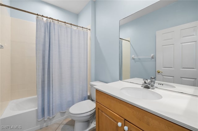 1305 Sweetwater Cv Unit 104, Naples, FL 34110 - bathroom featuring toilet, tile patterned floors, shower / bathtub combination with curtain, and vanity