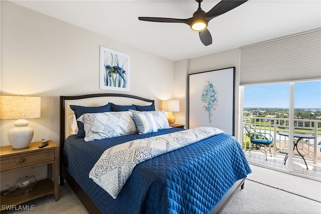 14250 Royal Harbour Ct Unit 913, Fort Myers, FL 33908 - bedroom with access to outside, carpet, and a ceiling fan