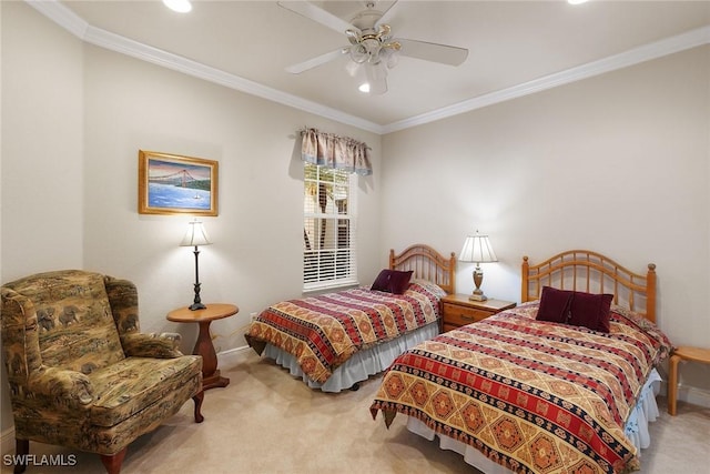 28666 San Lucas Ln Unit 102, Bonita Springs, FL 34135 - bedroom with recessed lighting, baseboards, ornamental molding, and carpet