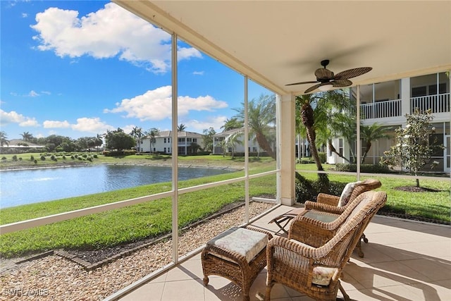 28666 San Lucas Ln Unit 102, Bonita Springs, FL 34135 - sunroom / solarium with a water view and a ceiling fan
