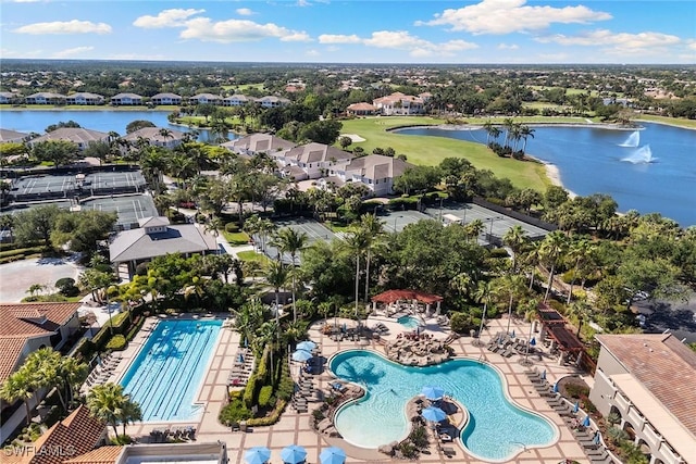 28666 San Lucas Ln Unit 102, Bonita Springs, FL 34135 - aerial view featuring a residential view, a water view, and golf course view