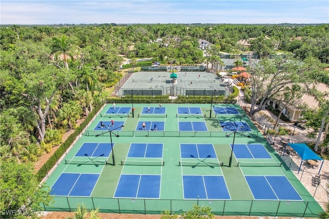 bird's eye view featuring a forest view