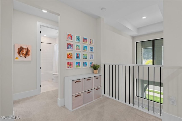 16198 Verilyn Cir, Naples, FL 34110 - corridor with carpet floors, plenty of natural light, baseboards, and recessed lighting